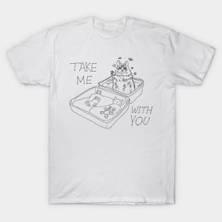 Black Line Suitcase Cat - Take Me With You T-Shirt
